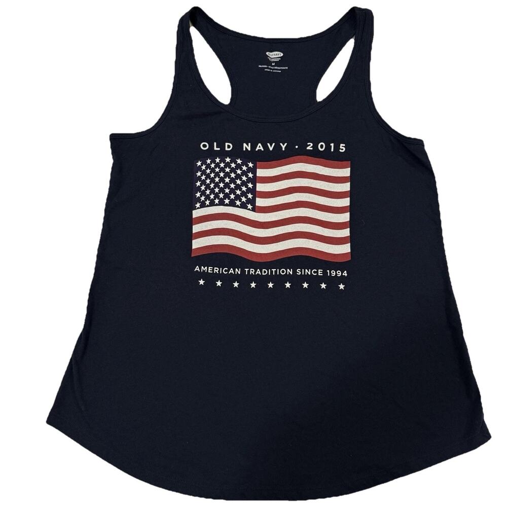 OLD NAVY Blue Patriotic Flag 2015 Tank Top Racerback Women’s Medium